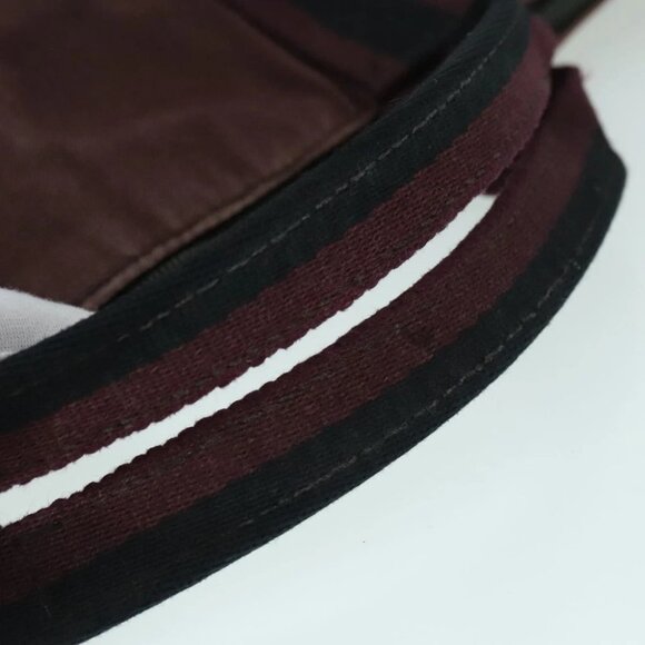 HERMES Hand Bag Canvas Wine Red Black Silver Auth ti2069 - Picture 5 of 16